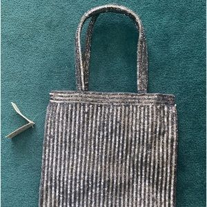 Vintage style sequin handbag- silver